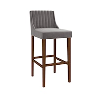 Transitional Barstool with Channel Tufting