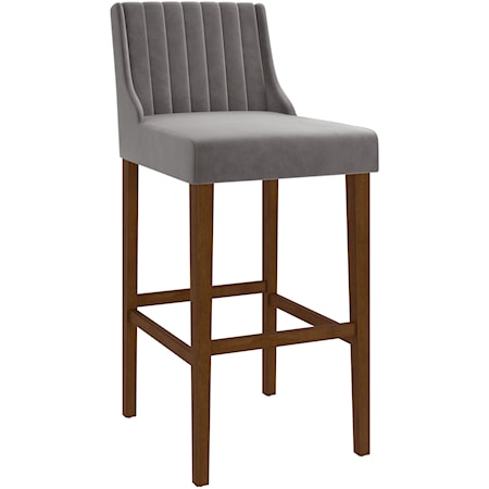 Transitional Barstool with Channel Tufting
