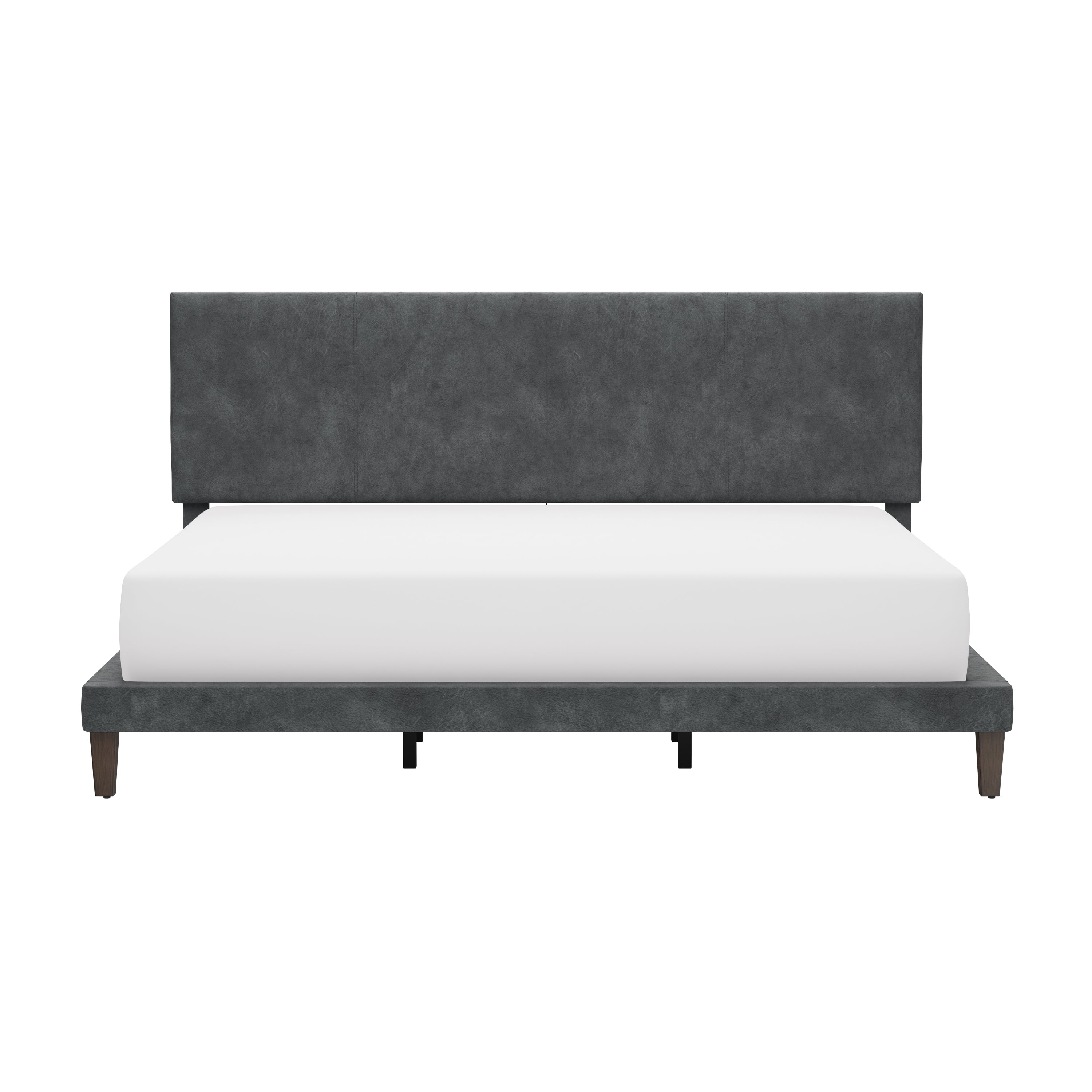 Contemporary Upholstered Platform King Bed with Dual USB Ports