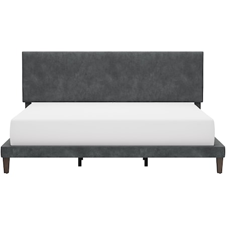 Contemporary Upholstered Platform King Bed with Dual USB Ports