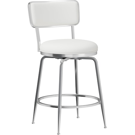 Contemporary Swivel Counter Stool with Upholstered Seat