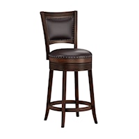 Wood Counter Height Swivel Stool with Nail Head Detailing
