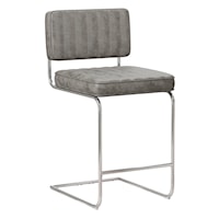 Contemporary Counter Stool with Vertical Tufting