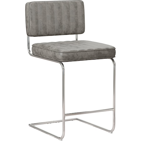 Contemporary Counter Stool with Vertical Tufting