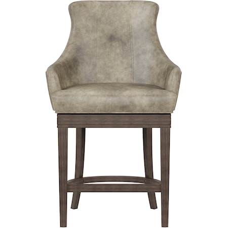 Transitional Swivel Counter Stool with Upholstered Seat