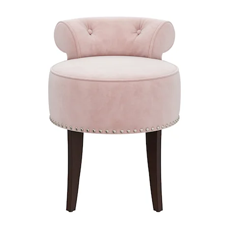 Glam Vanity Stool with Decorative Sleigh Back