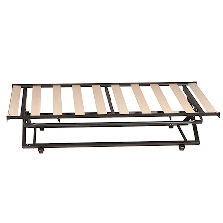 Twin Metal Pop Up Trundle Unit with Wood Slat System