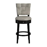 Wood Bar Height Swivel Stool with Upholstered Weave Back Design