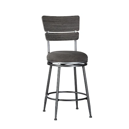 Contemporary Wood Back Swivel Counter Height Stool
