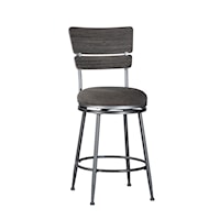 Contemporary Wood Back Swivel Counter Height Stool