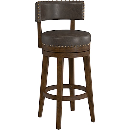 Rustic Bar Height Swivel Stool with Nailhead Trim