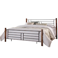 Raymond Metal King Bed with Horizontal and Vertical Design with Wood Posts