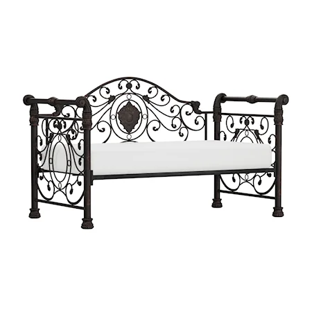 Metal Twin Size Daybed with Ornate Detailing
