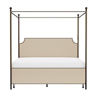 King Metal and Upholstered Canopy Bed with Metal Frame