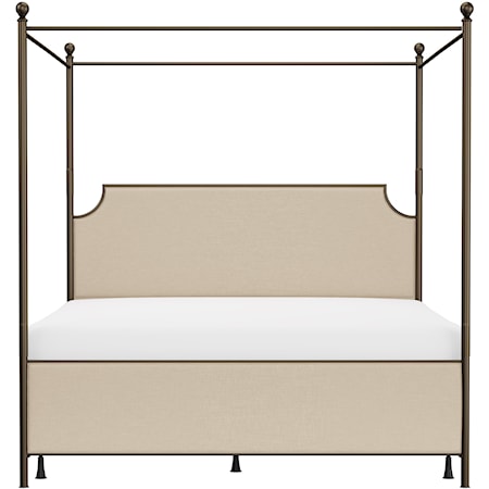 King Metal and Upholstered Canopy Bed with Metal Frame