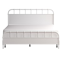 Coastal/Cottage Metal King Size Panel Bed with Casting Details