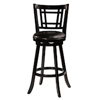 Transitional Wooden Swivel Counter Stool with Rectangular Lattice Back