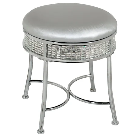 Glam Backless Metal Vanity Stool with Faux Diamond Band