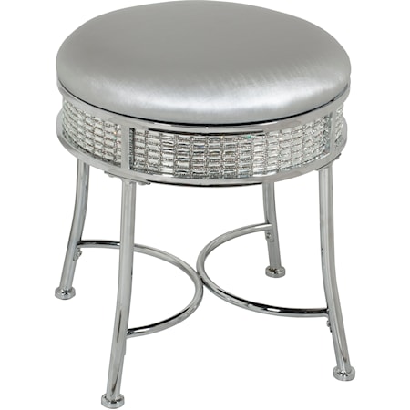 Glam Backless Metal Vanity Stool with Faux Diamond Band