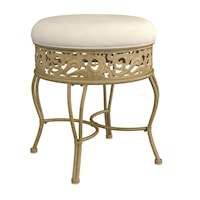 Backless Metal Vanity Stool with Ornate Lattice Detailing