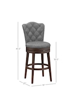 Hillsdale Edenwood Wood Bar Height Swivel Stool with Tufted Back and Nail Head
