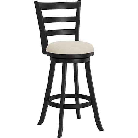 Contemporary Swivel Barstool with Upholstered Seat