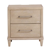 Coastal Farmhouse 2 Drawer Wood Nightstand with A/C Outlets
