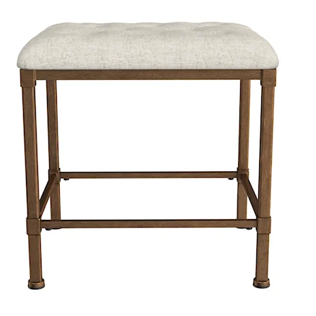 Rectangular Backless Metal Vanity Stool with Upholstered Seat