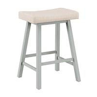 Wood and Upholstered Backless Counter Height Stool