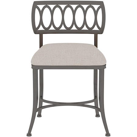 Metal Vanity Stool with Interlocking Oval Back Design