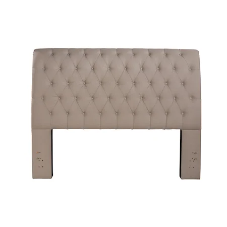 Transitional Upholstered Queen Headboard with Tufting