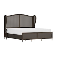 Transitional Wing Back King Bed