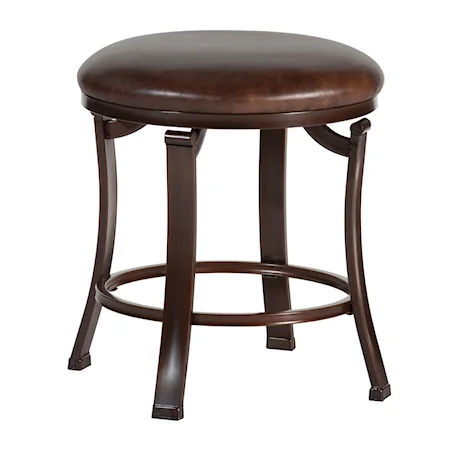 Traditional Metal Backless Vanity Stool with Sloping Legs