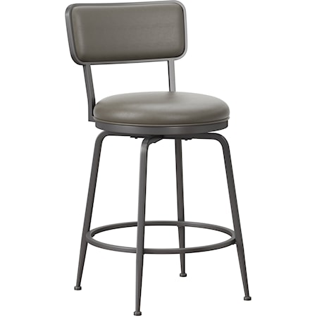 Contemporary Swivel Counter Stool with Upholstered Seat