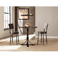 Jennings 3 Piece Counter Height Dining Set with Metal Pedestal Base and Panel Back Swivel Counter Stools