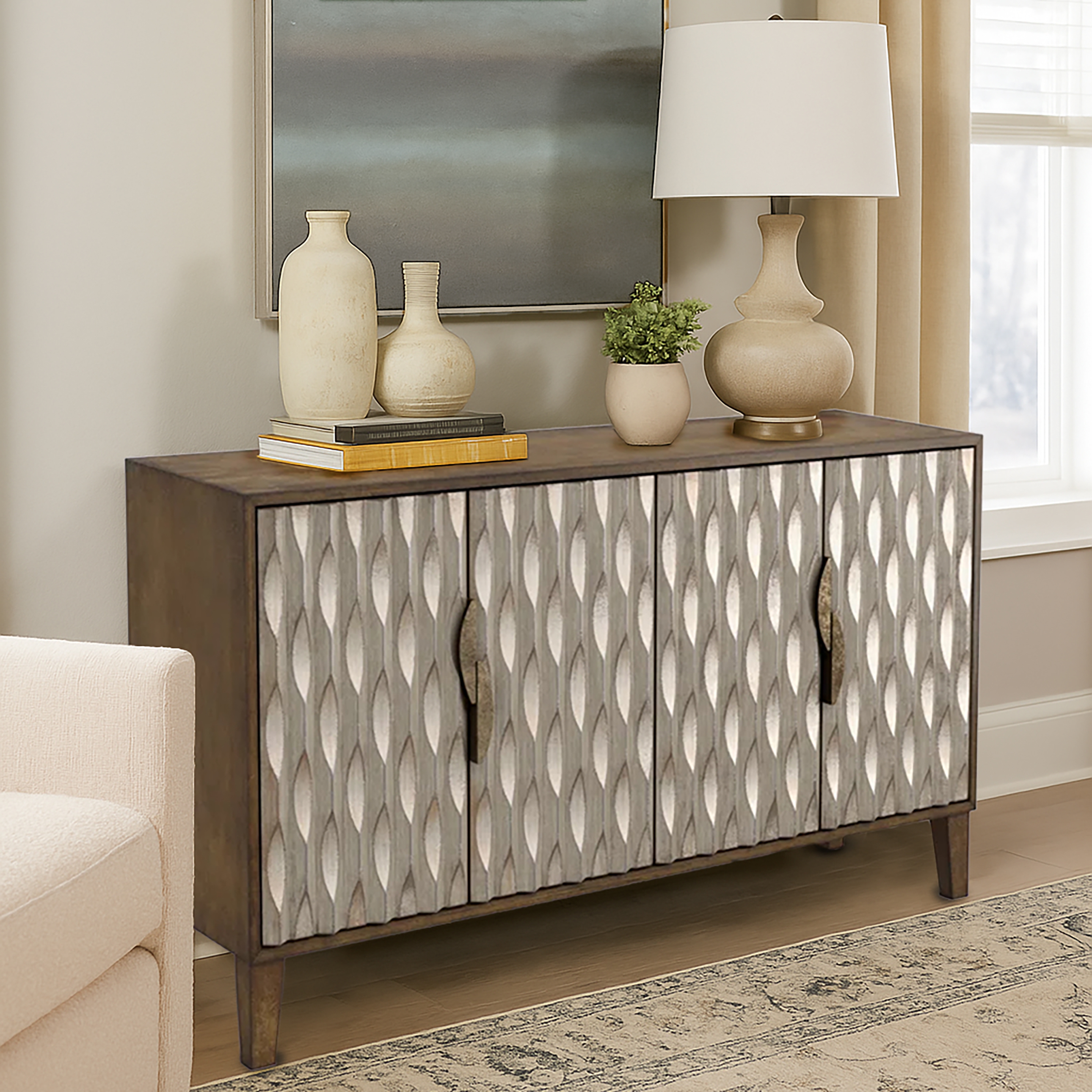 HH2 Home Home Creations Anning 4-Door Media Credenza