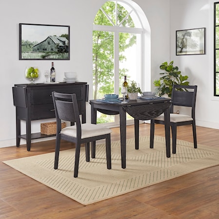 Kirkwood Wood 3 Piece Round Drop Leaf Dining Set