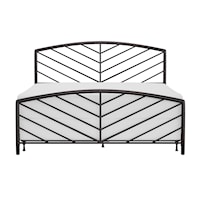 Metal King Size Bed with Arched Chevron Spindle Design
