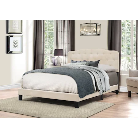 Contemporary Low Profile Queen Size Upholstered Bed