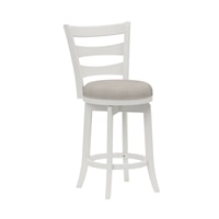 Contemporary Wooden Swivel Counter Stool with Upholstered Seat