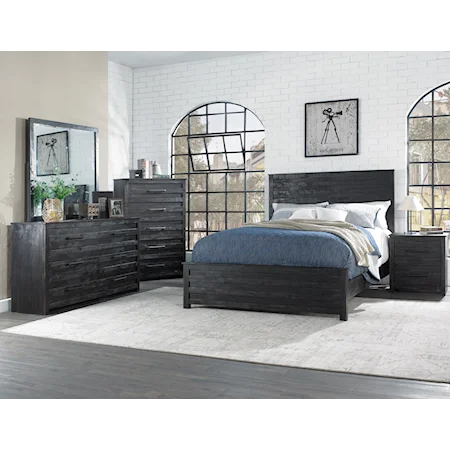 Villa Wood Queen Bedroom Set With Dresser, Mirror, Chest And Nightstand