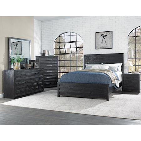 Villa Wood Queen Bedroom Set With Dresser, Mirror, Chest And Nightstand