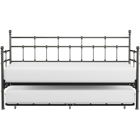 Traditional Metal Twin Daybed with Roll Out Trundle