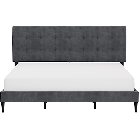 Contemporary Upholstered King Bed with Dual USB Ports
