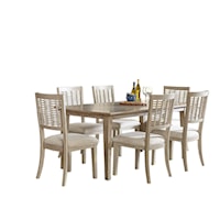 Ocala Wood Rectangle Dining Table with 6 Wood Dining Chairs