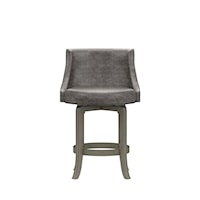 Napa Valley Wood Counter Height Swivel Stool with Upholstered Back