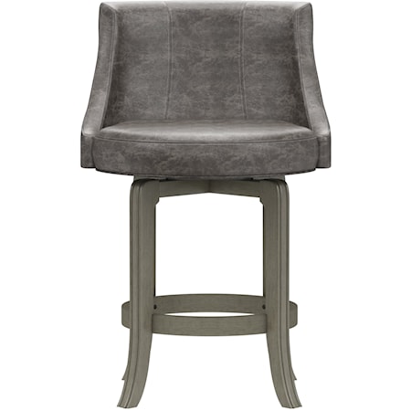 Napa Valley Wood Counter Height Swivel Stool with Upholstered Back