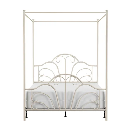 Dover Queen Metal Canopy Bed with Scrollwork Design