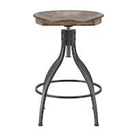 Worland Backless Metal Adjustable Height Stool with Wood Saddle Seat