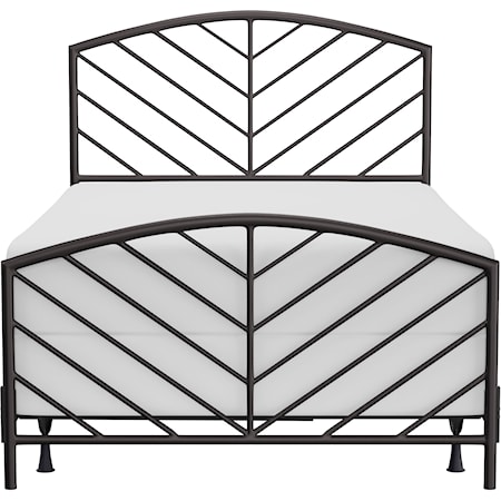 Metal Full Size Bed with Arched Chevron Spindle Design